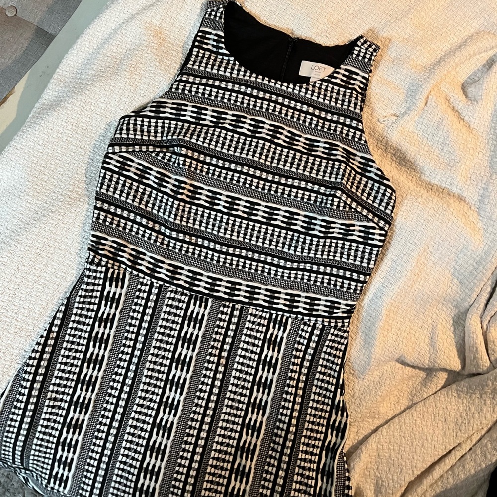 NOT FOR SALE Loft Textured Black and White patterned A-line dress